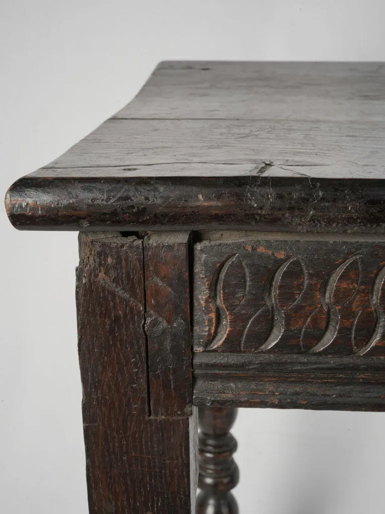 Rustic 20th Century Rectangular Side Table with Turned Wood Legs