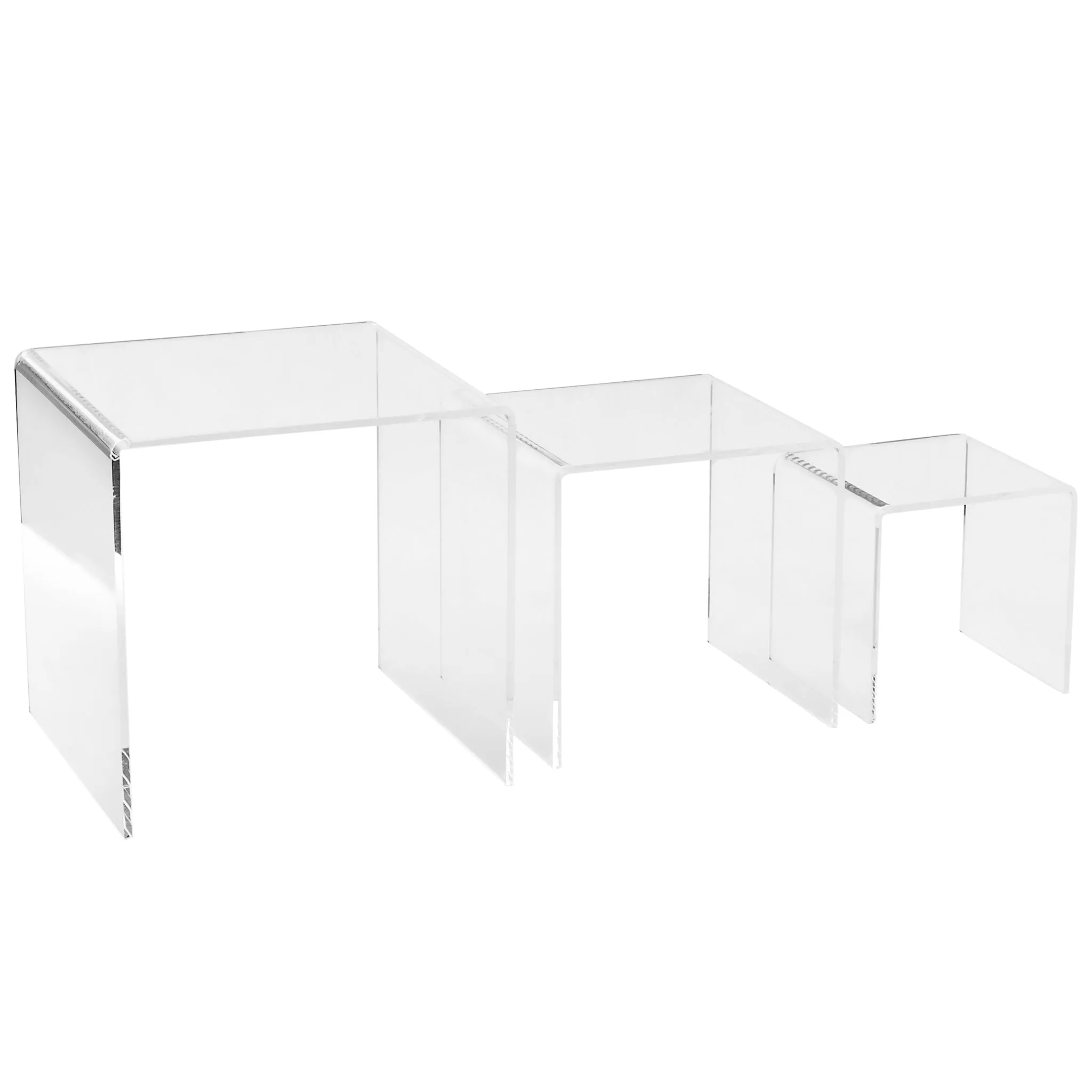 Set of 3 Acrylic Riser Display Stands - Clear