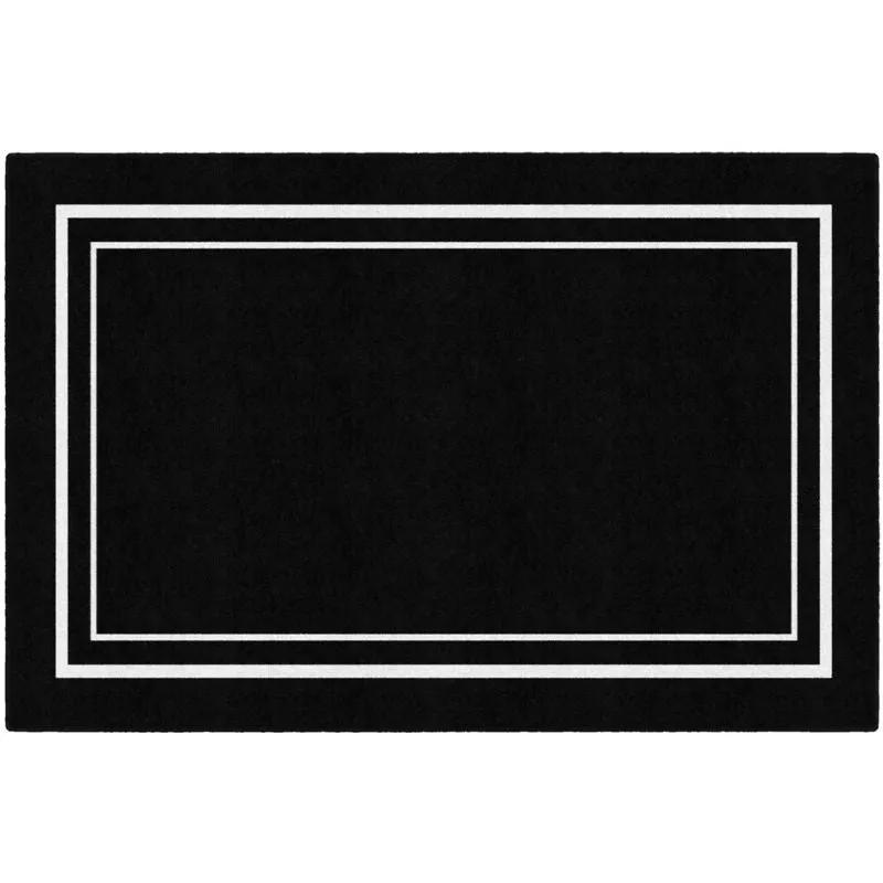 Simply Stylish Black Rug with White Borders