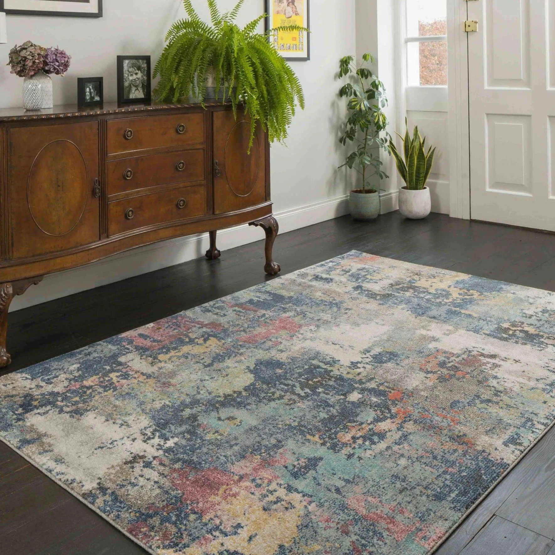 Soft Abstract Distressed Multicolour Living Room Area Rug - Yates