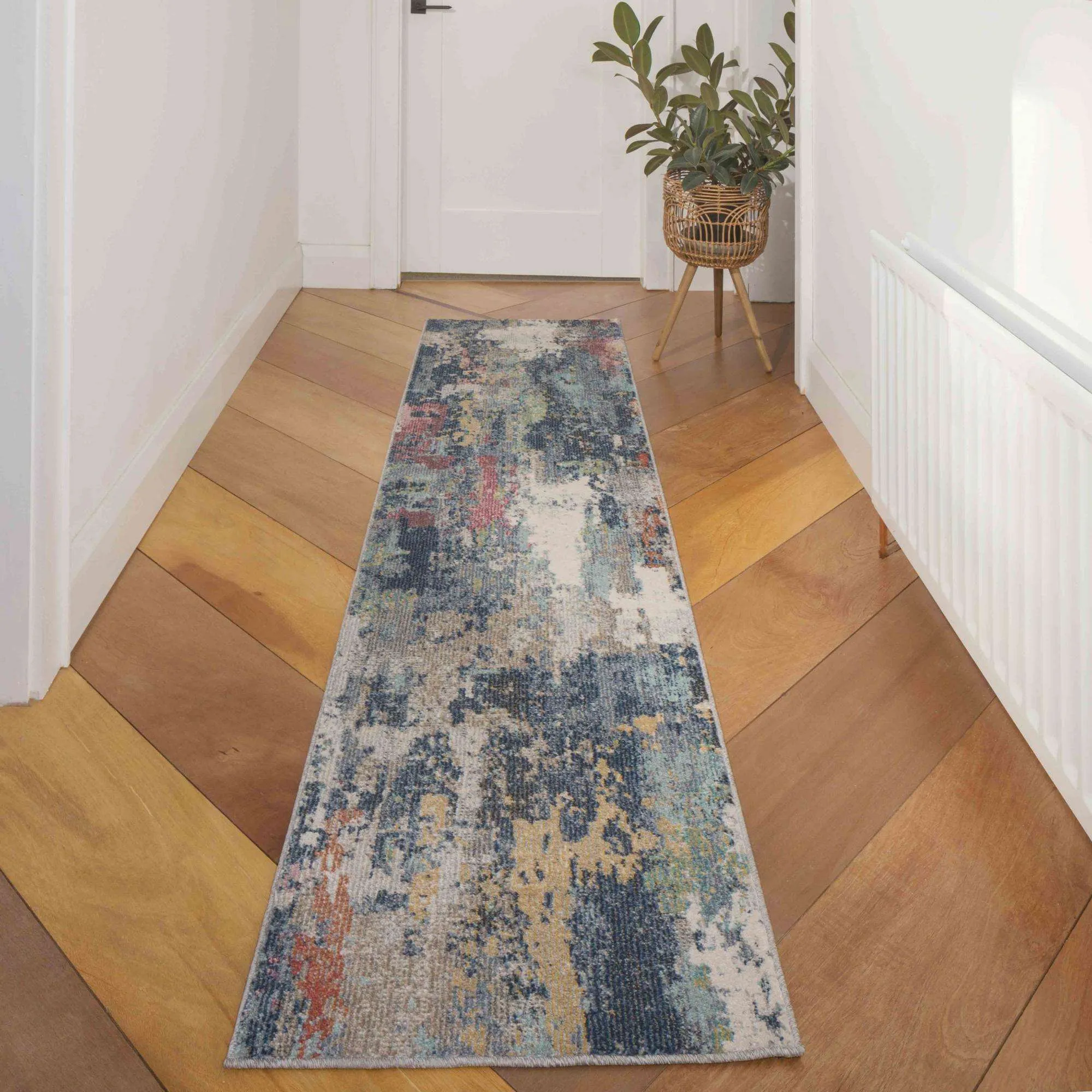 Soft Abstract Distressed Multicolour Living Room Area Rug - Yates