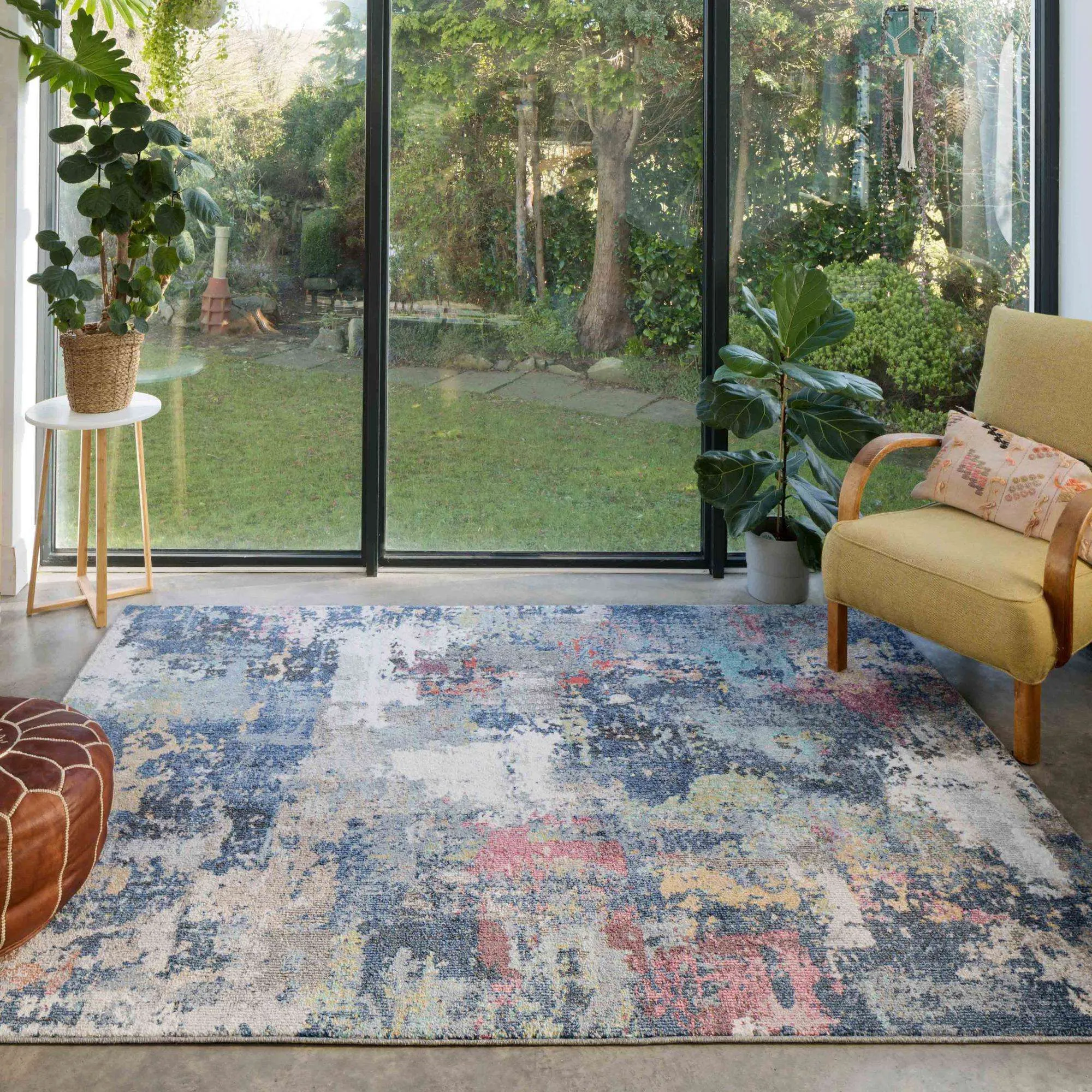 Soft Abstract Distressed Multicolour Living Room Area Rug - Yates