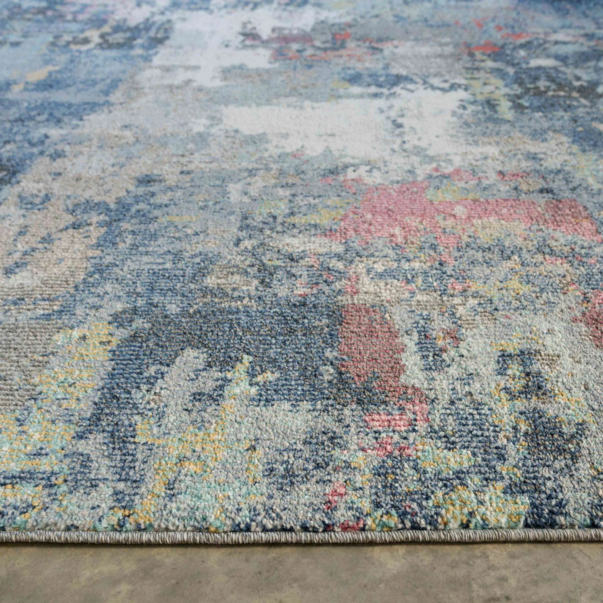 Soft Abstract Distressed Multicolour Living Room Area Rug - Yates