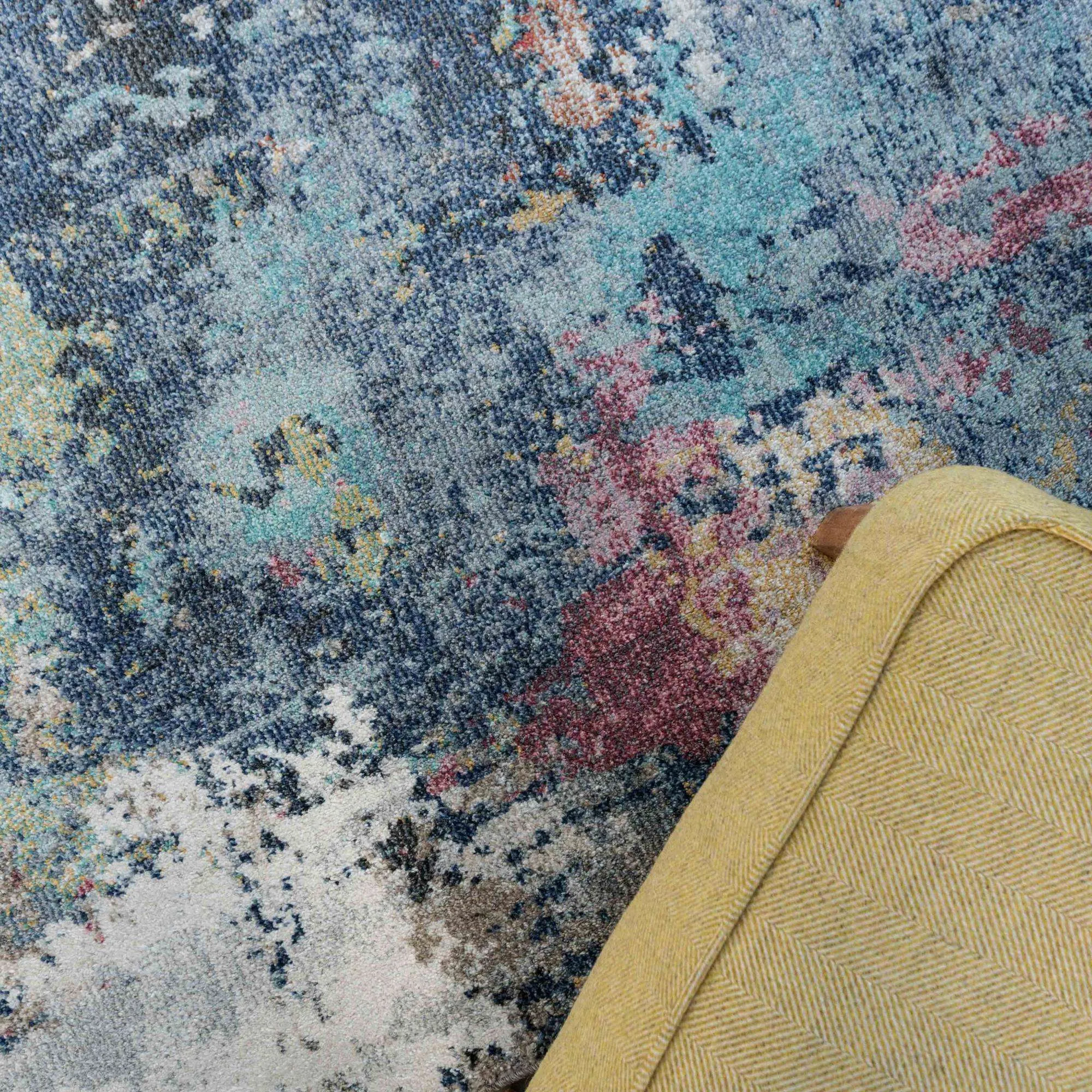 Soft Abstract Distressed Multicolour Living Room Area Rug - Yates