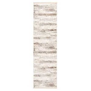 Soft Beige Distressed Runner Rug - Zoya