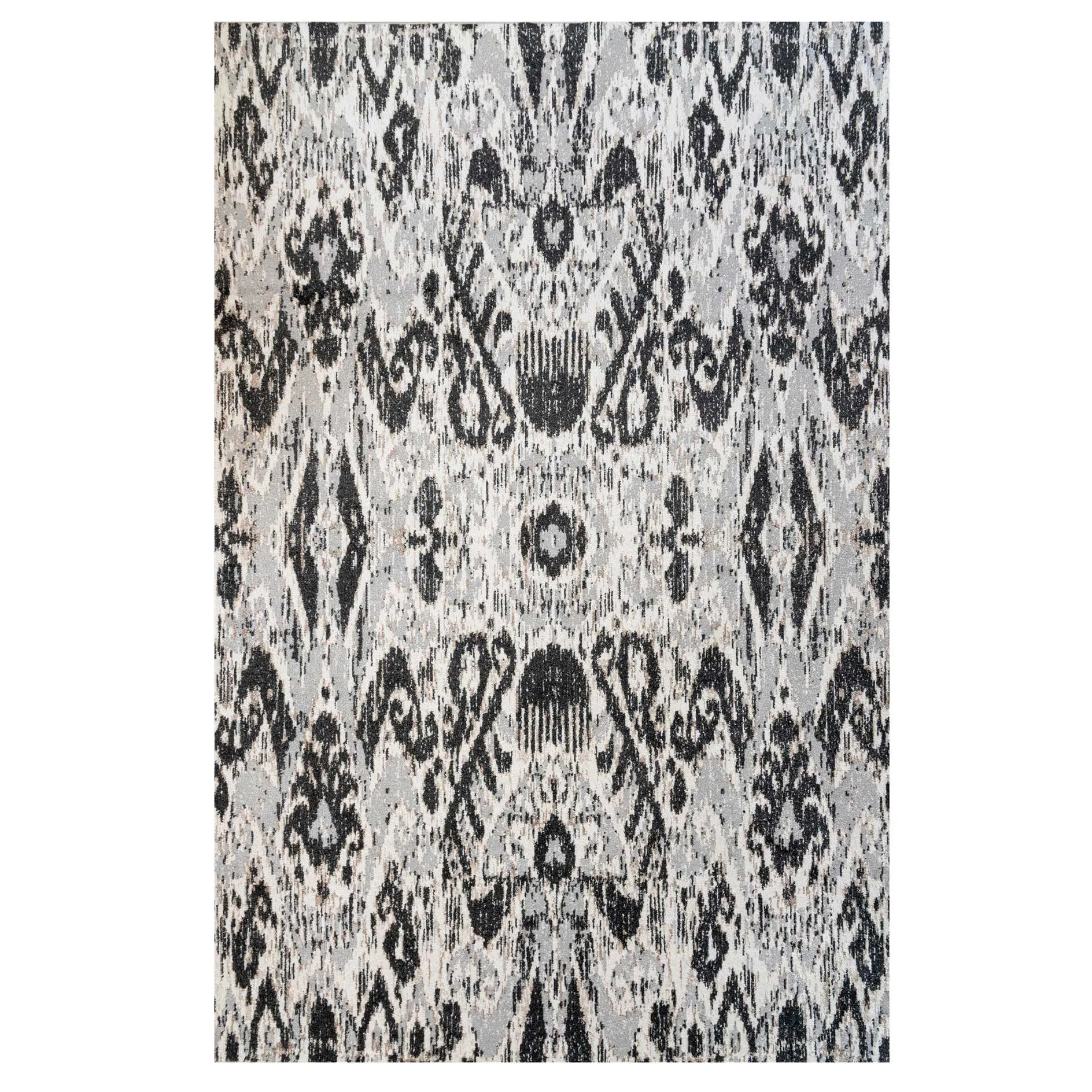 Soft Grey Ikat Living Room Rug