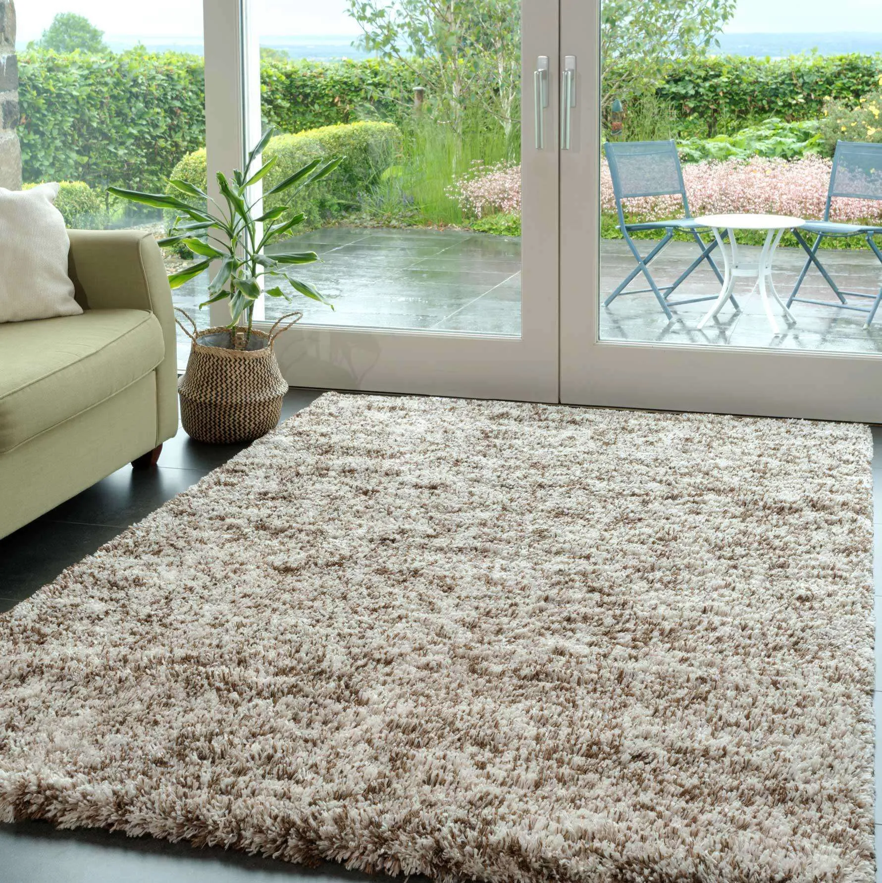 Soft Mottled Brown Shaggy Area Rug