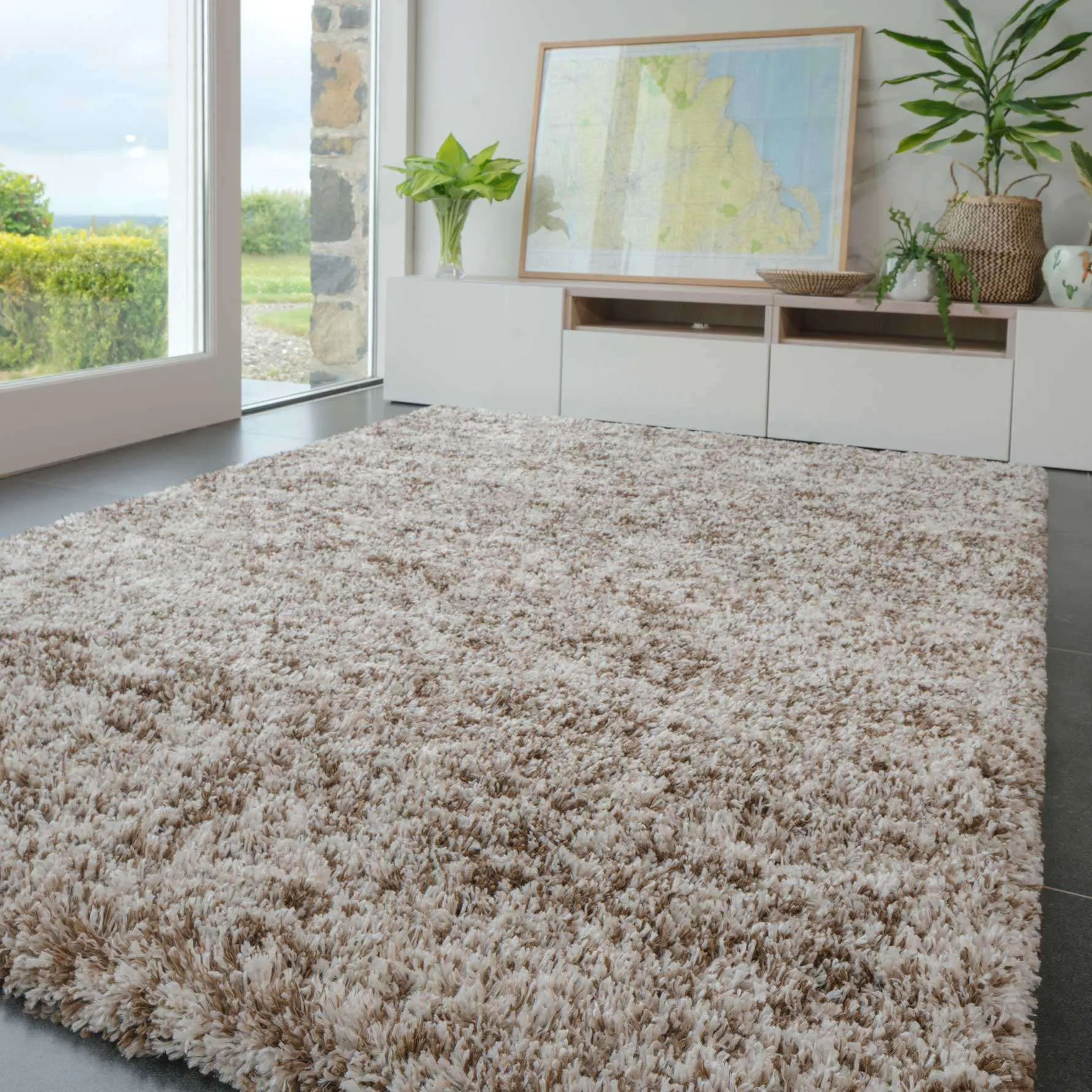 Soft Mottled Brown Shaggy Area Rug