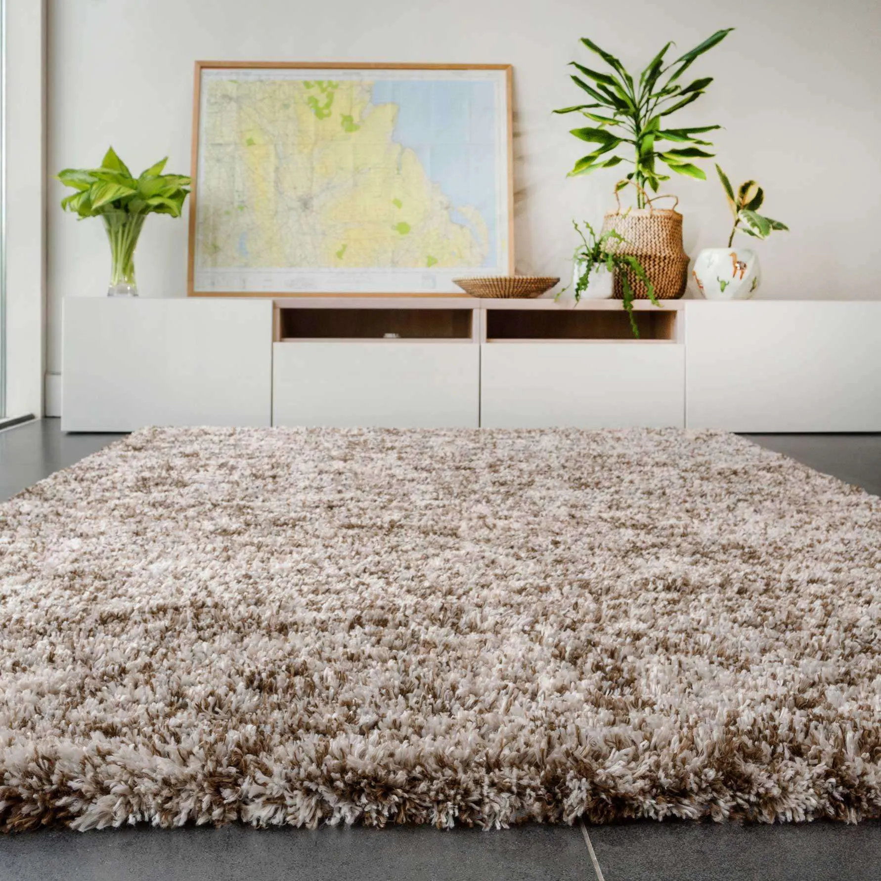 Soft Mottled Brown Shaggy Area Rug