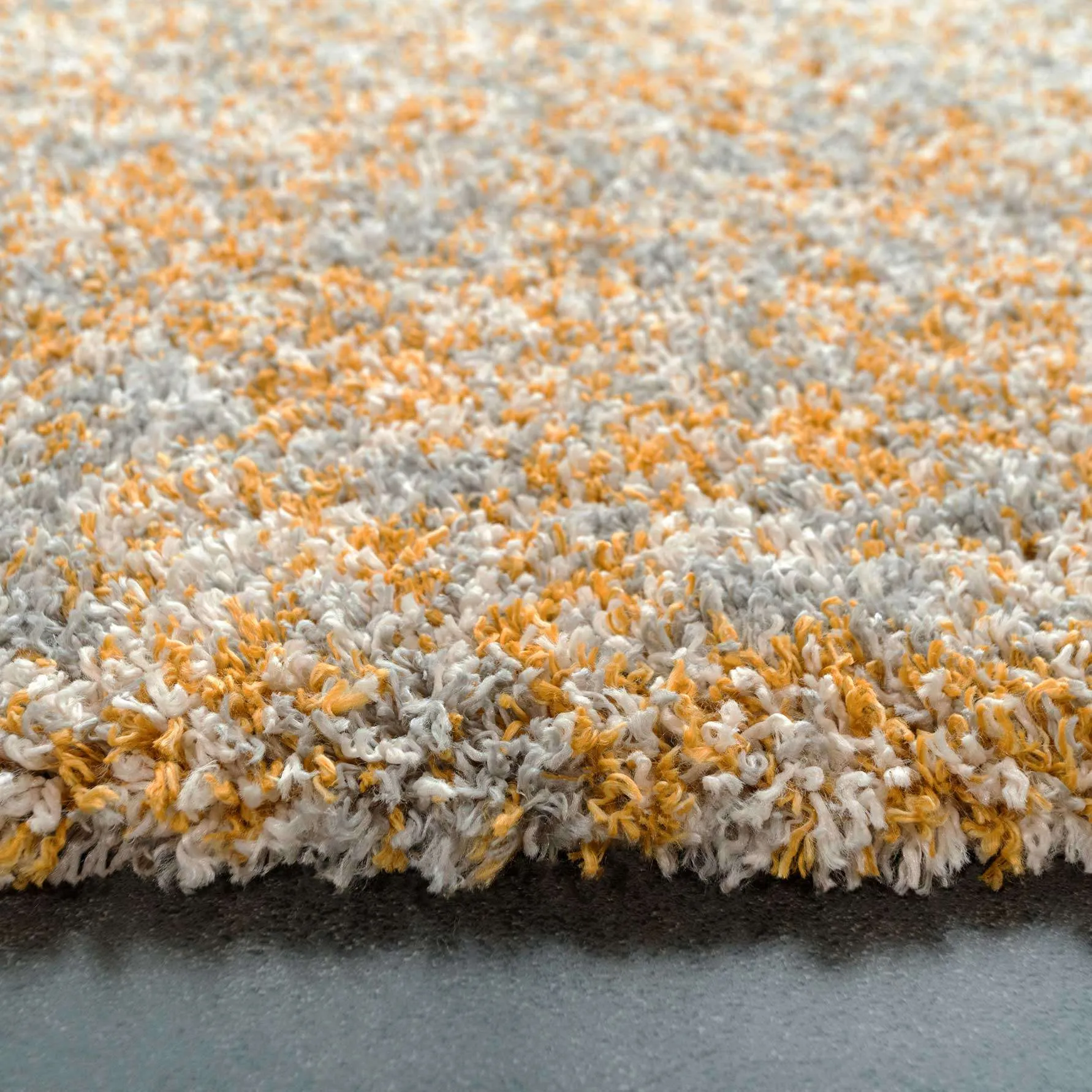 Soft Mottled Gold Grey Shaggy Runner Rug