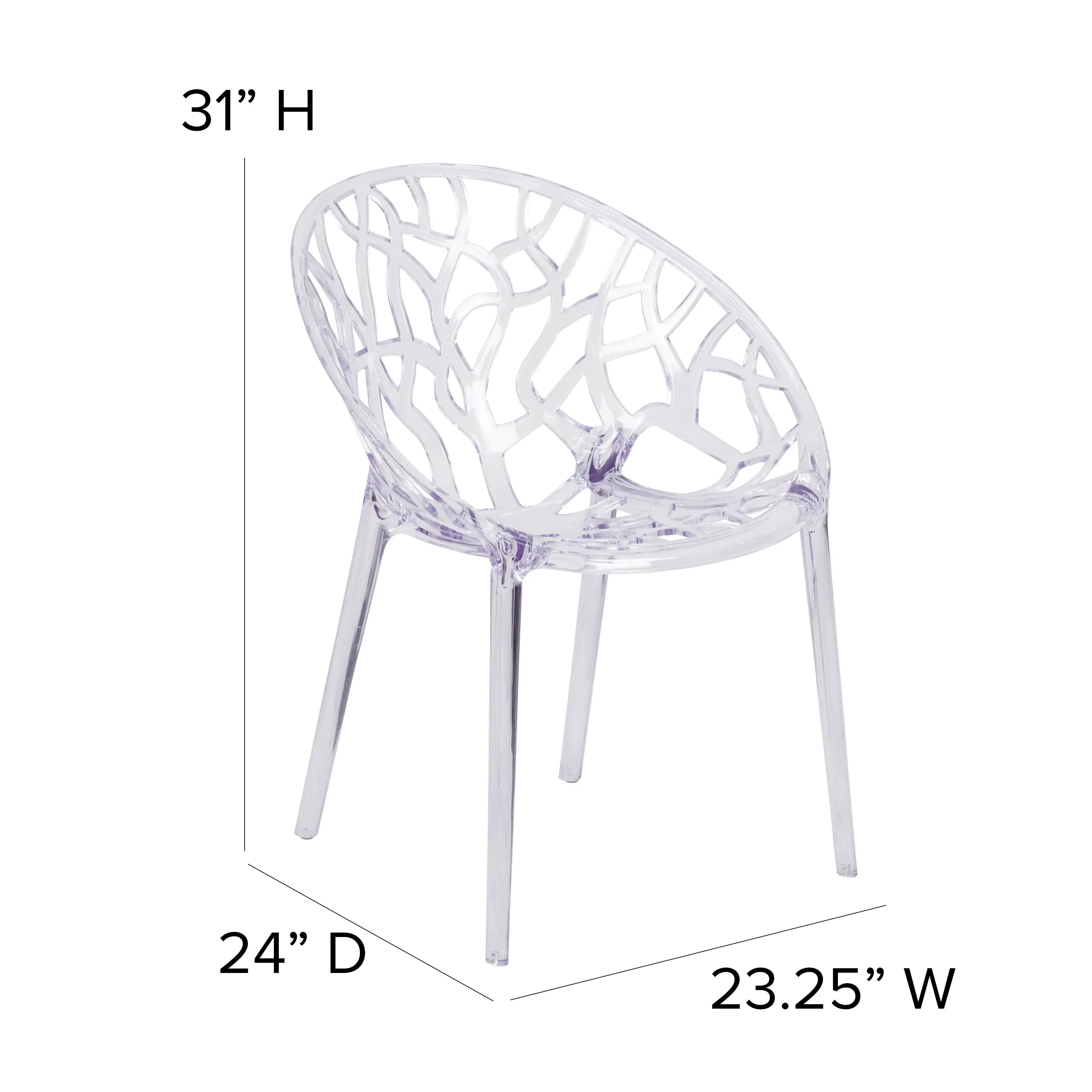 Specter Series Transparent Oval Shaped Stacking Side Chair with Artistic Pattern Design