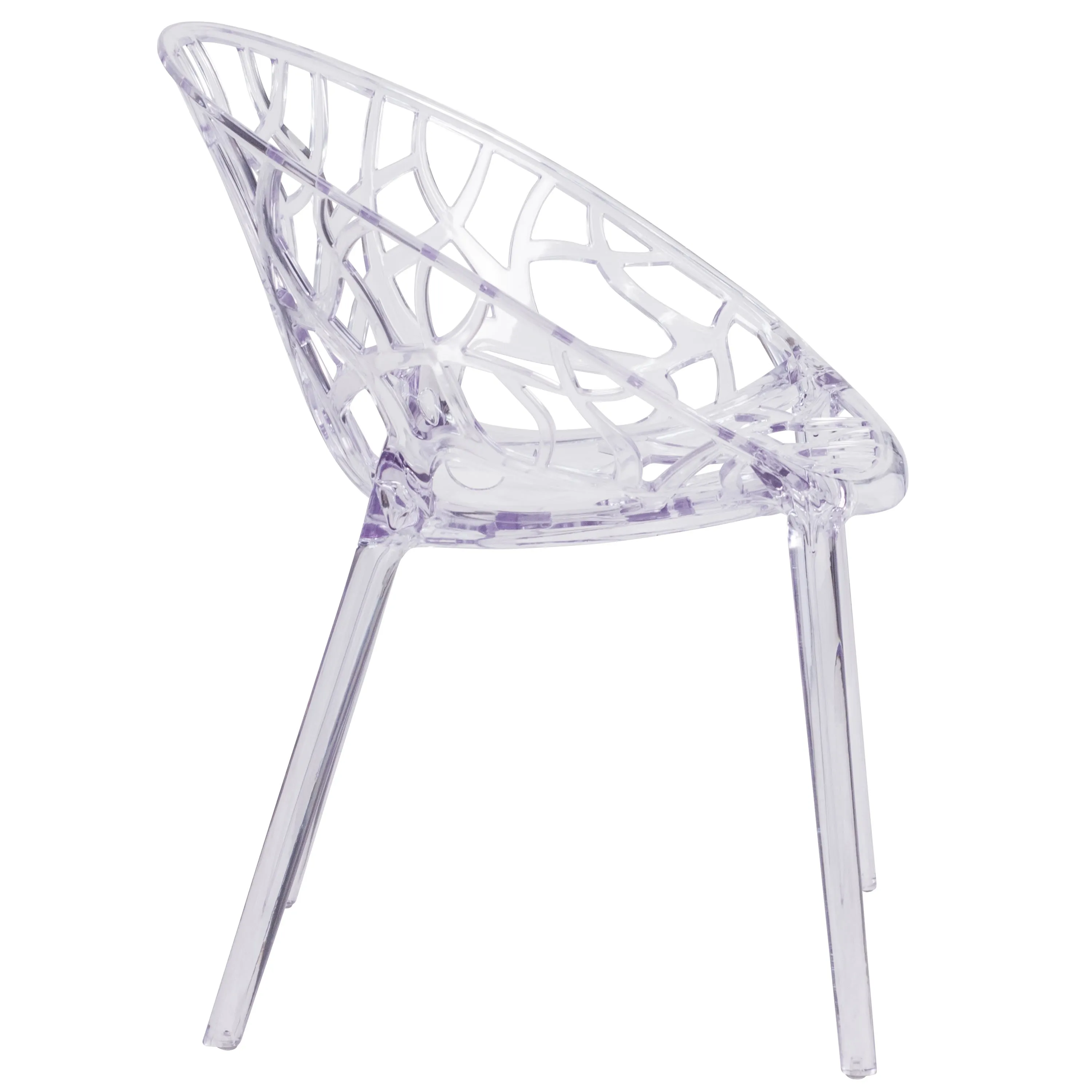 Specter Series Transparent Oval Shaped Stacking Side Chair with Artistic Pattern Design