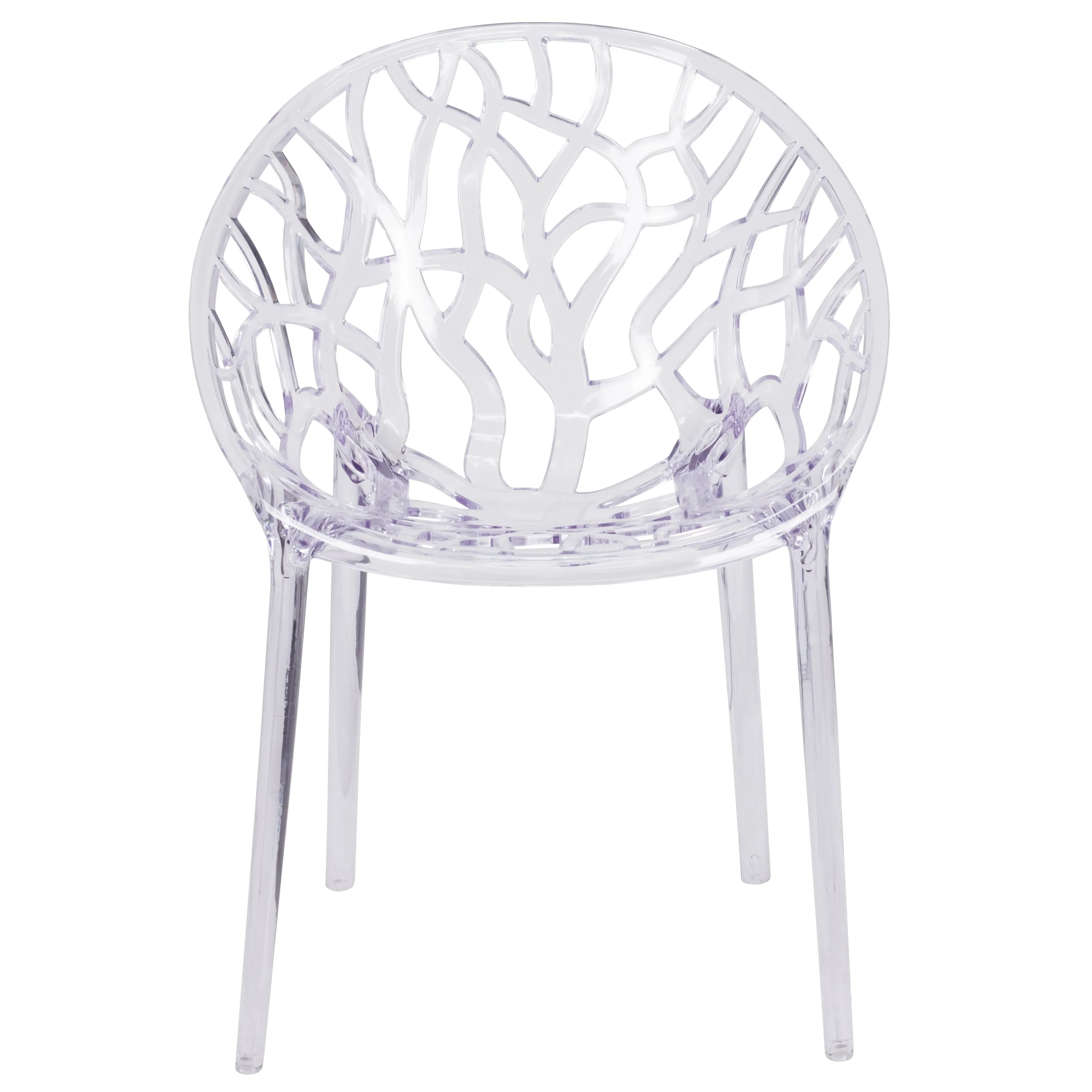 Specter Series Transparent Oval Shaped Stacking Side Chair with Artistic Pattern Design