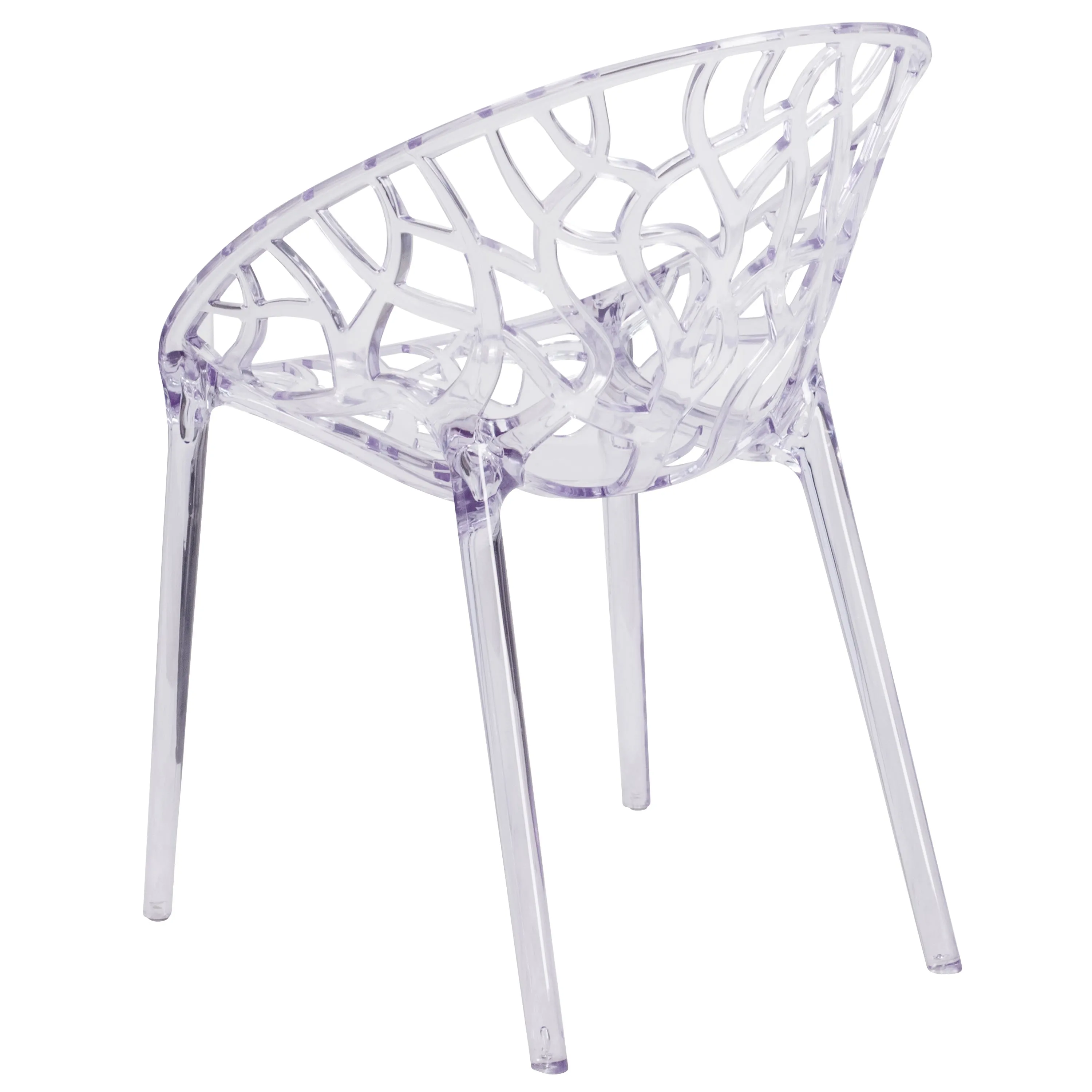 Specter Series Transparent Oval Shaped Stacking Side Chair with Artistic Pattern Design