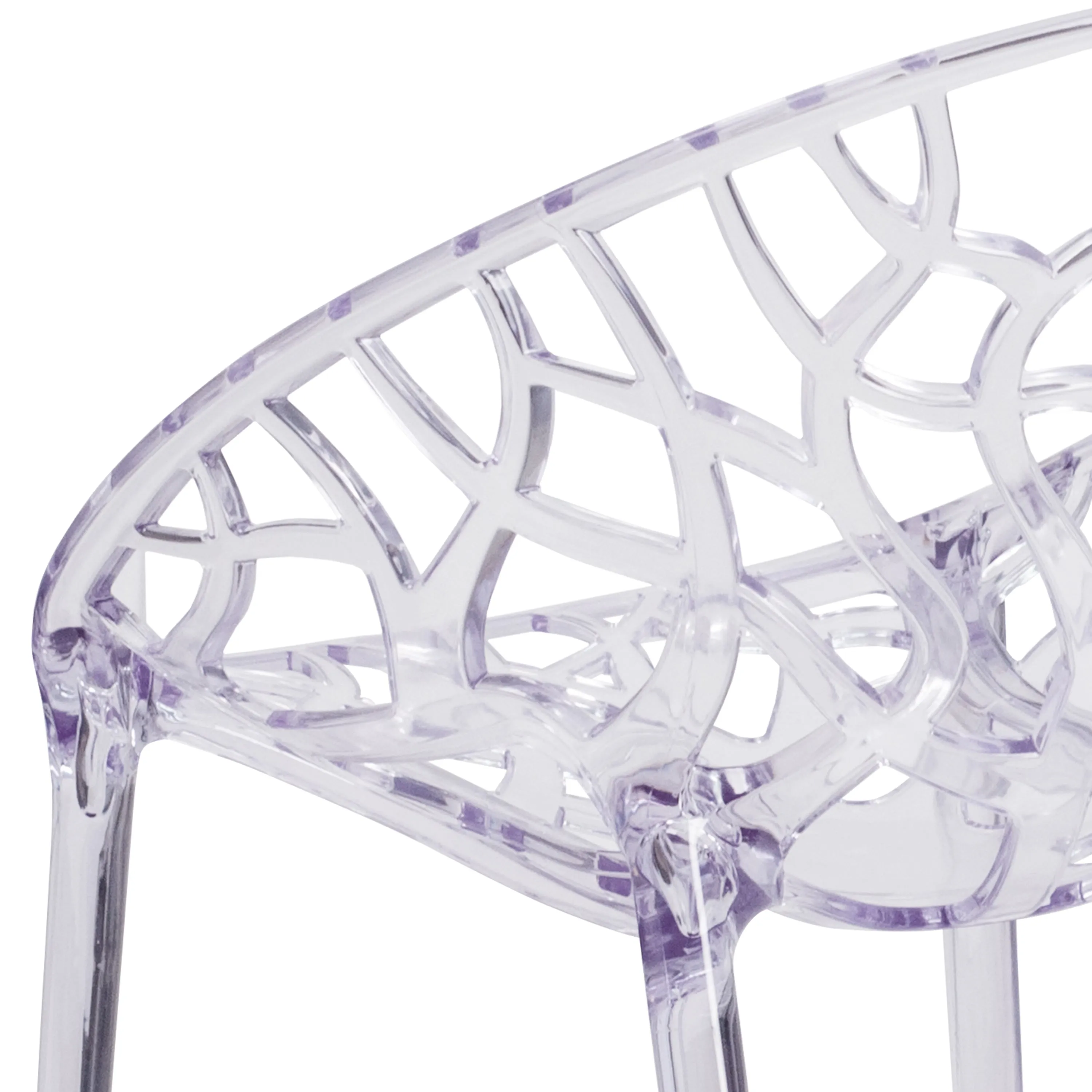 Specter Series Transparent Oval Shaped Stacking Side Chair with Artistic Pattern Design