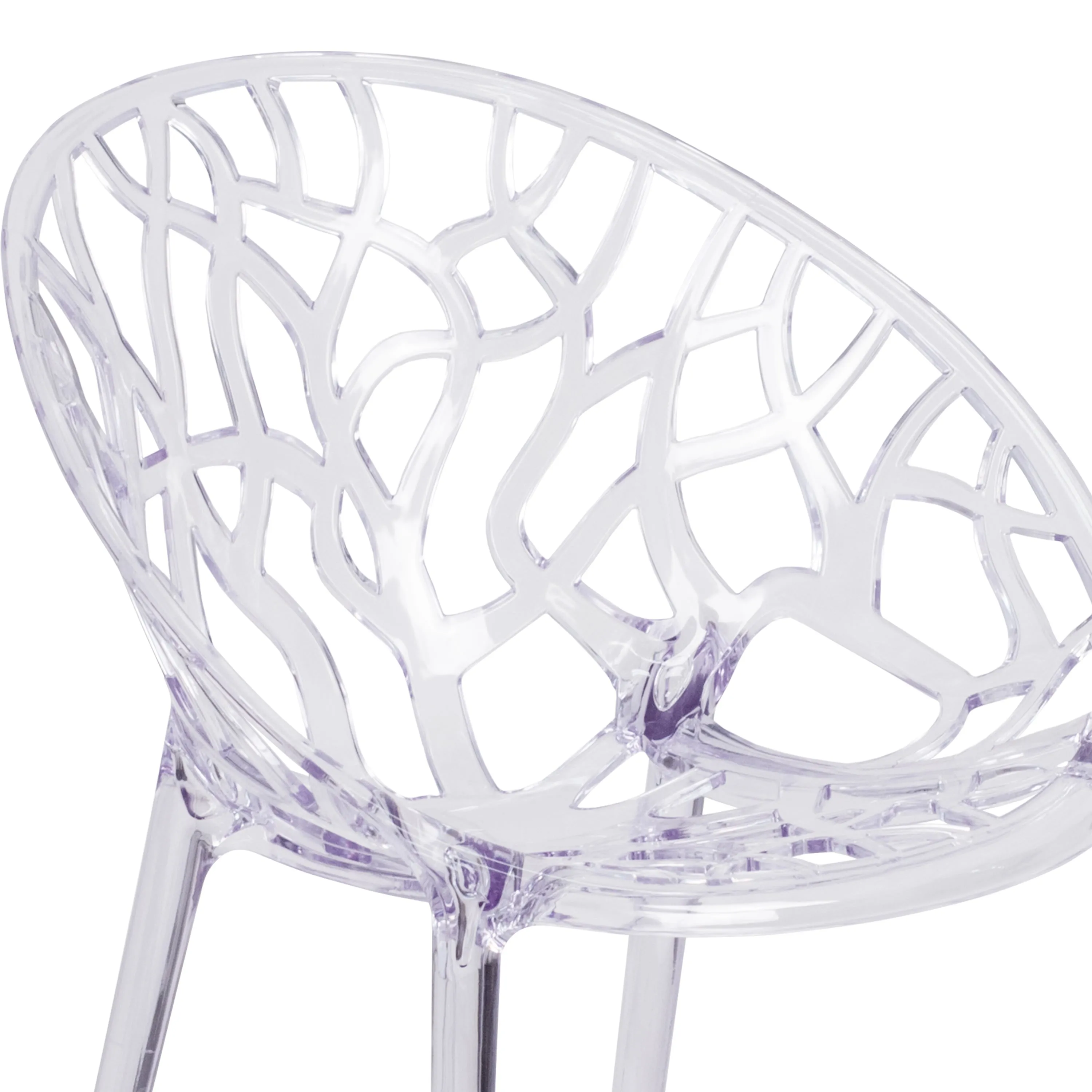 Specter Series Transparent Oval Shaped Stacking Side Chair with Artistic Pattern Design