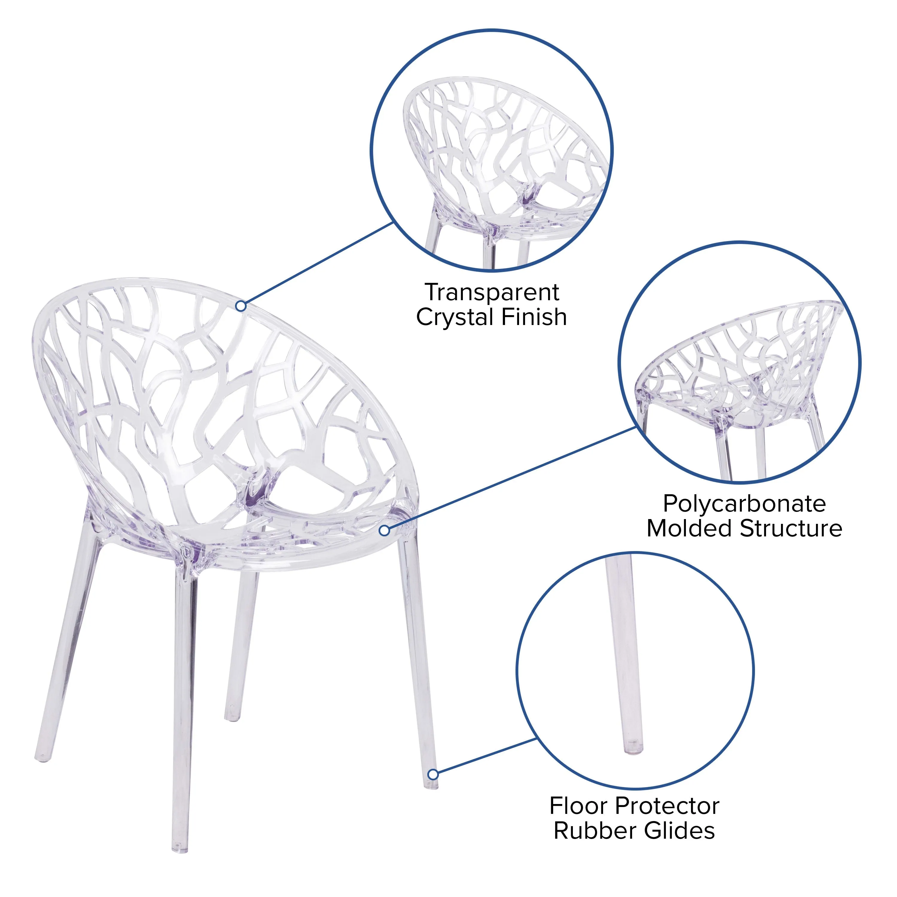 Specter Series Transparent Oval Shaped Stacking Side Chair with Artistic Pattern Design