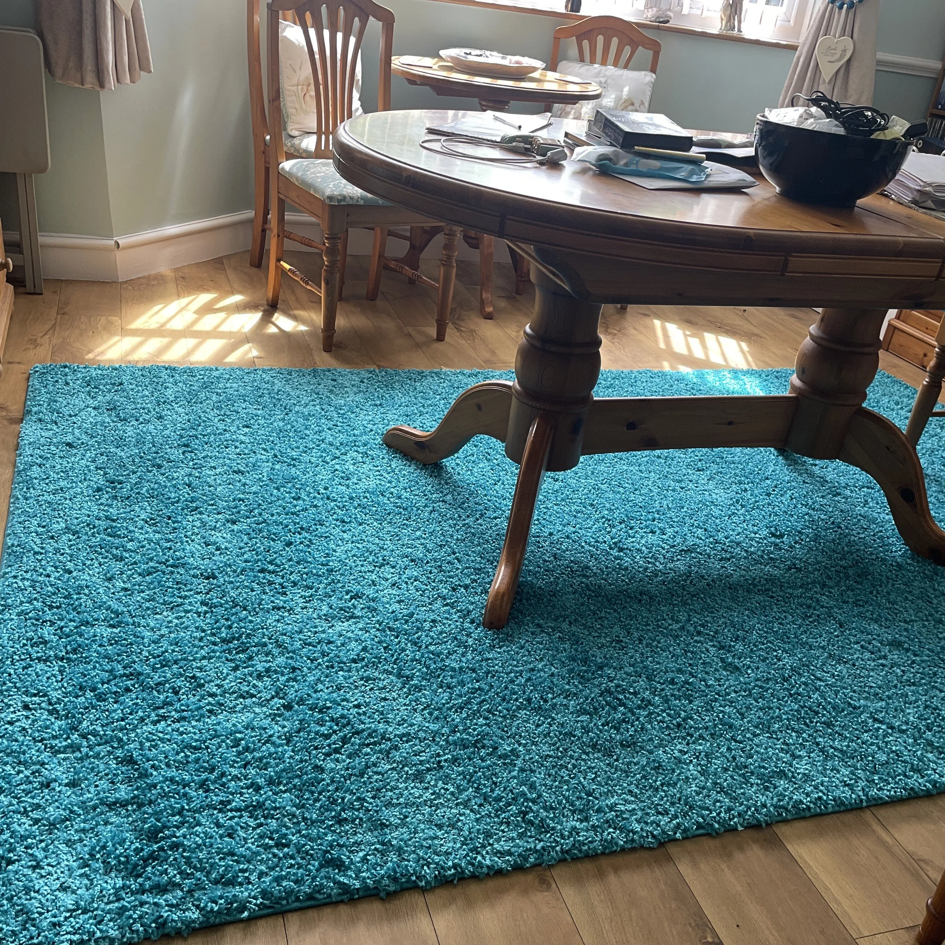 Super Soft Teal Blue Shaggy Rug