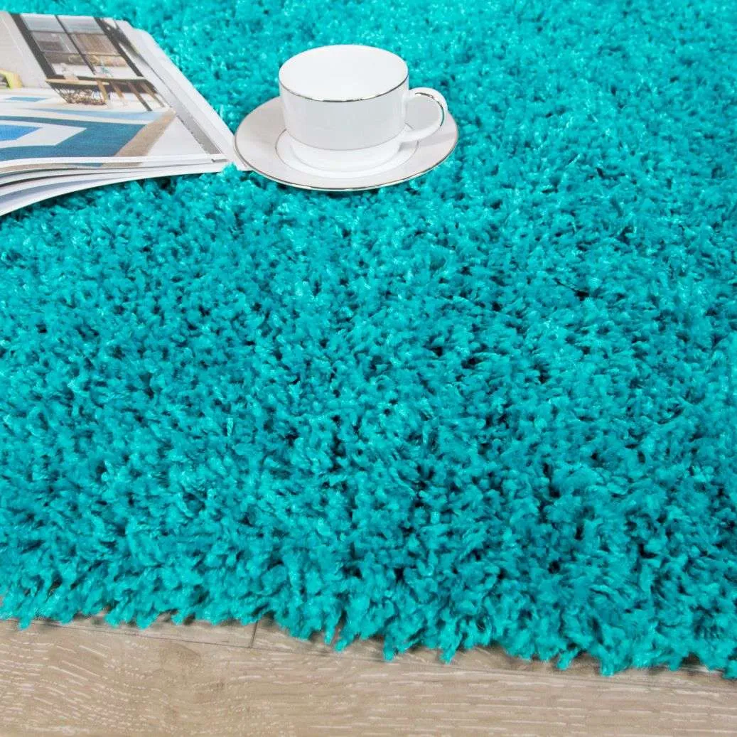 Super Soft Teal Blue Shaggy Rug