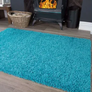 Super Soft Teal Blue Shaggy Rug