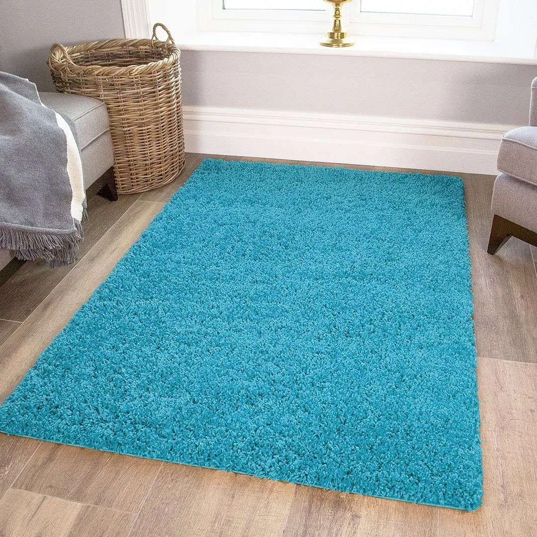 Super Soft Teal Blue Shaggy Rug