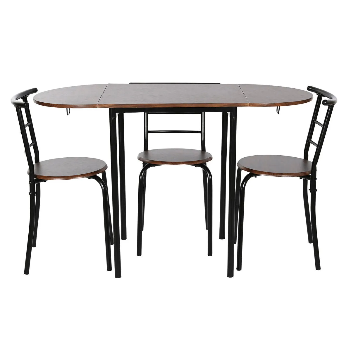 Table set with 4 chairs DKD Home Decor Brown Black Metal MDF Wood 121 x 55 x 78 cm