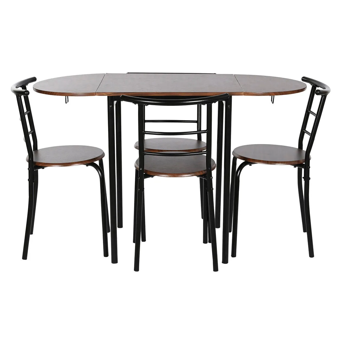 Table set with 4 chairs DKD Home Decor Brown Black Metal MDF Wood 121 x 55 x 78 cm