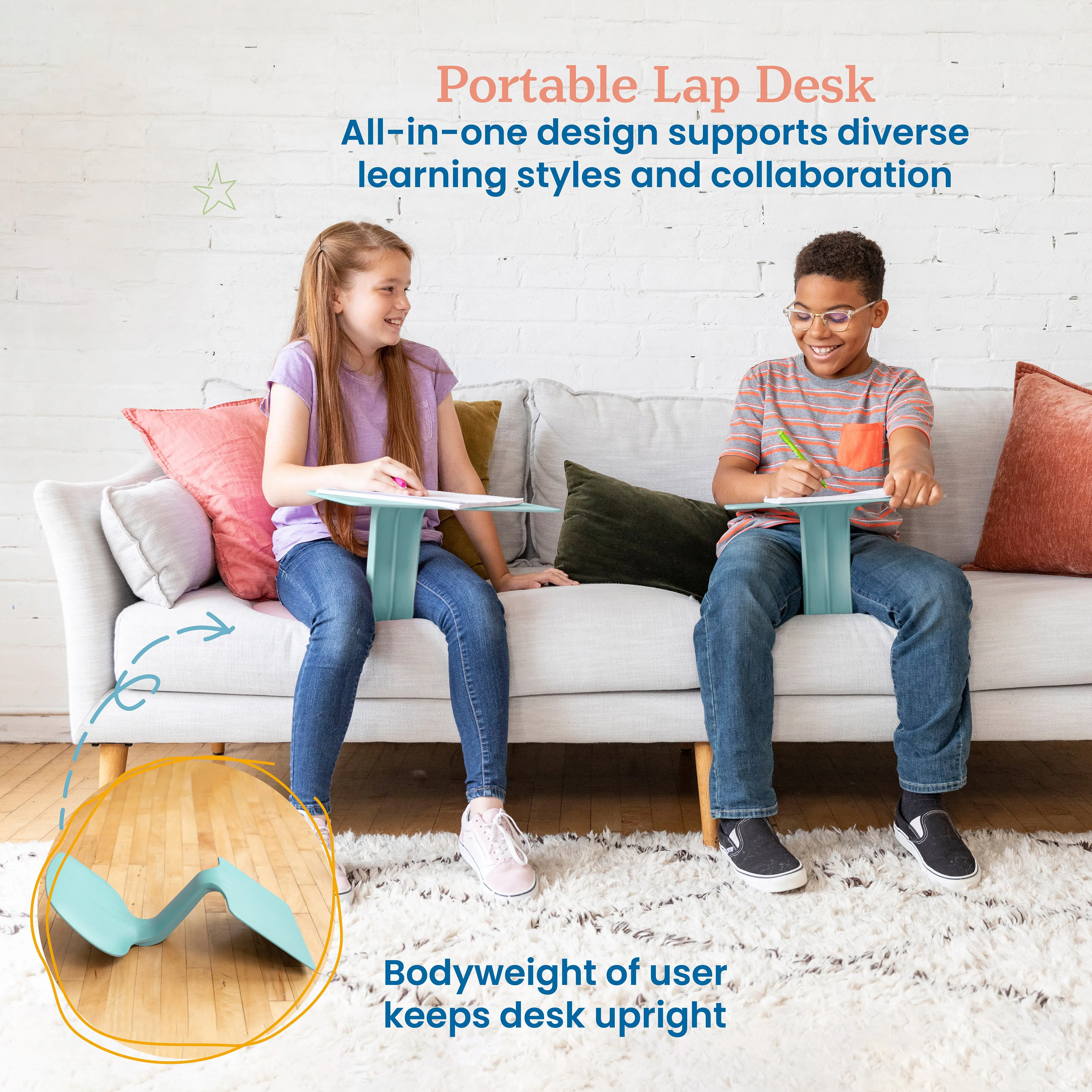 The Surf Portable Lap Desk, Kids Floor Desk, One-Piece Writing Table, Classroom Flexible Seating