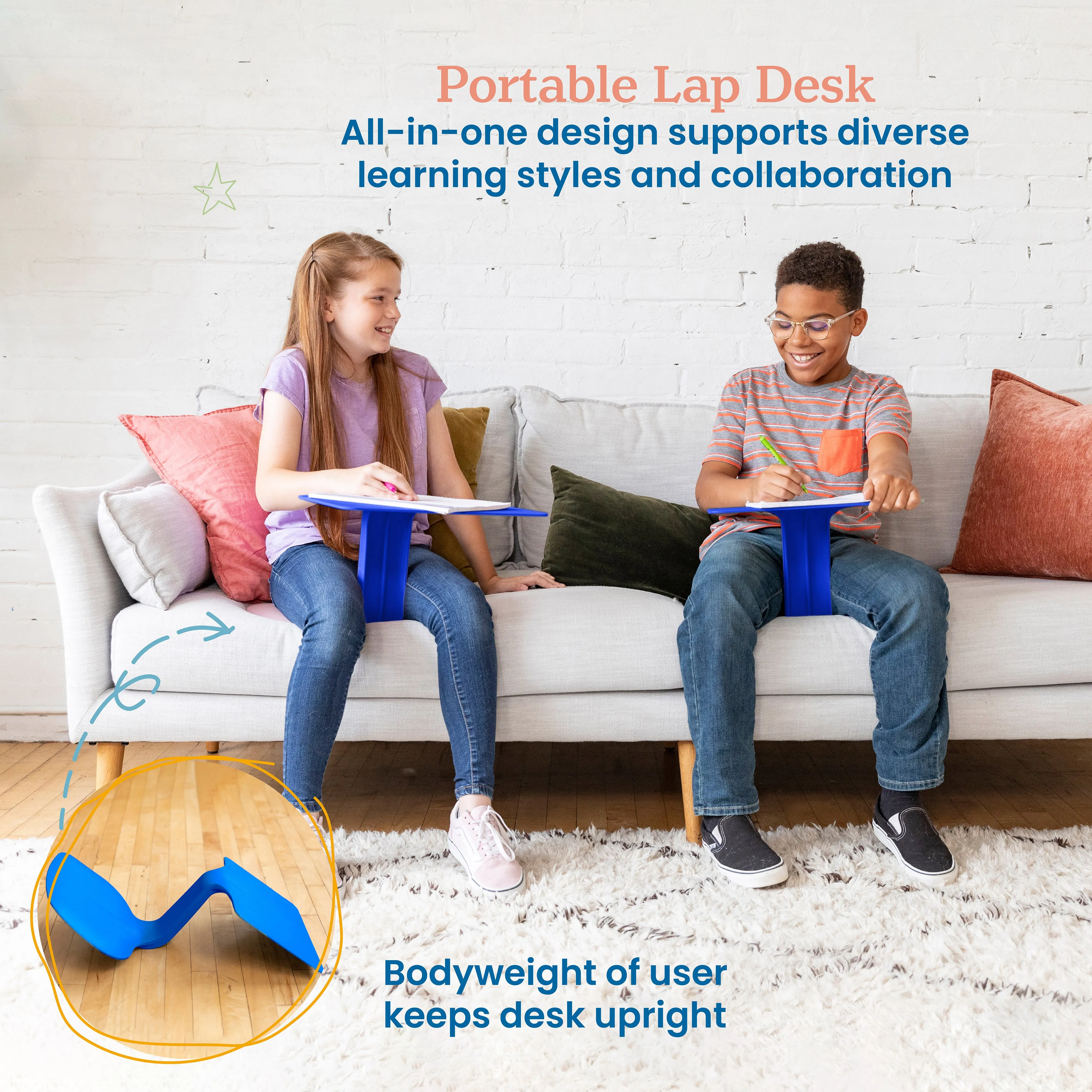 The Surf Portable Lap Desk, Kids Floor Desk, One-Piece Writing Table, Classroom Flexible Seating