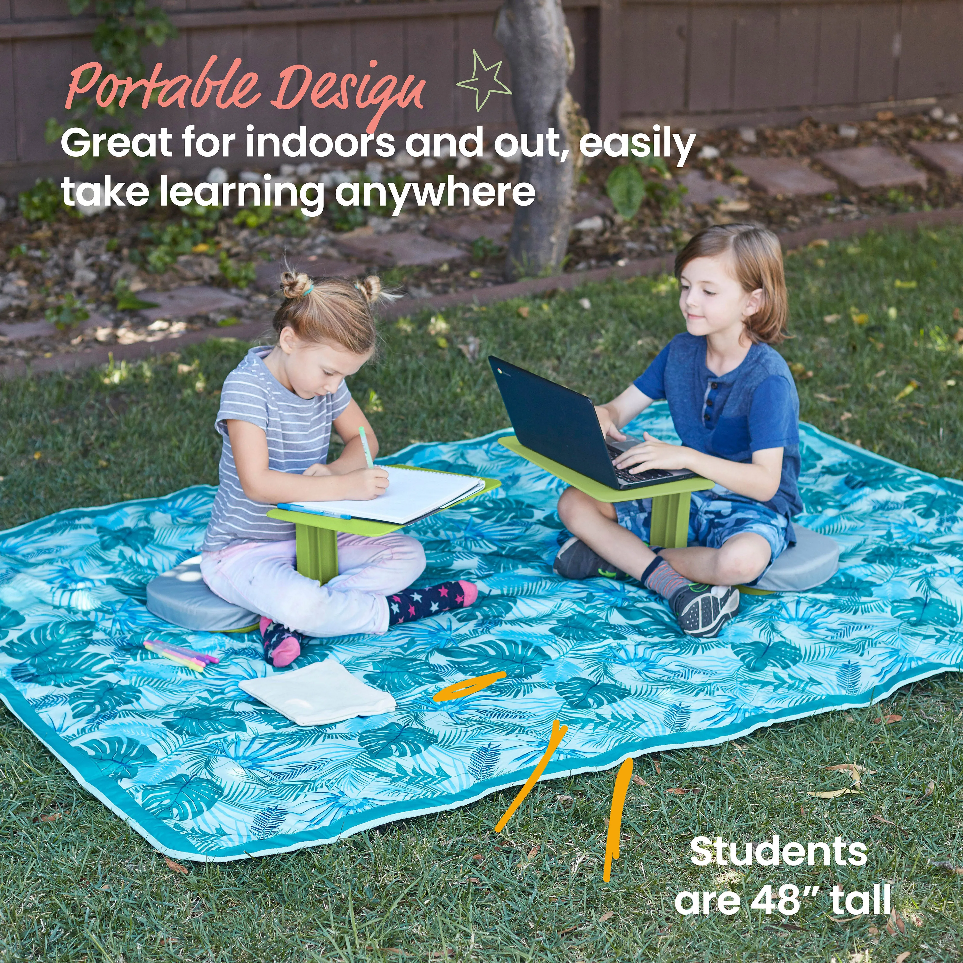 The Surf Portable Lap Desk, Kids Floor Desk, One-Piece Writing Table, Classroom Flexible Seating