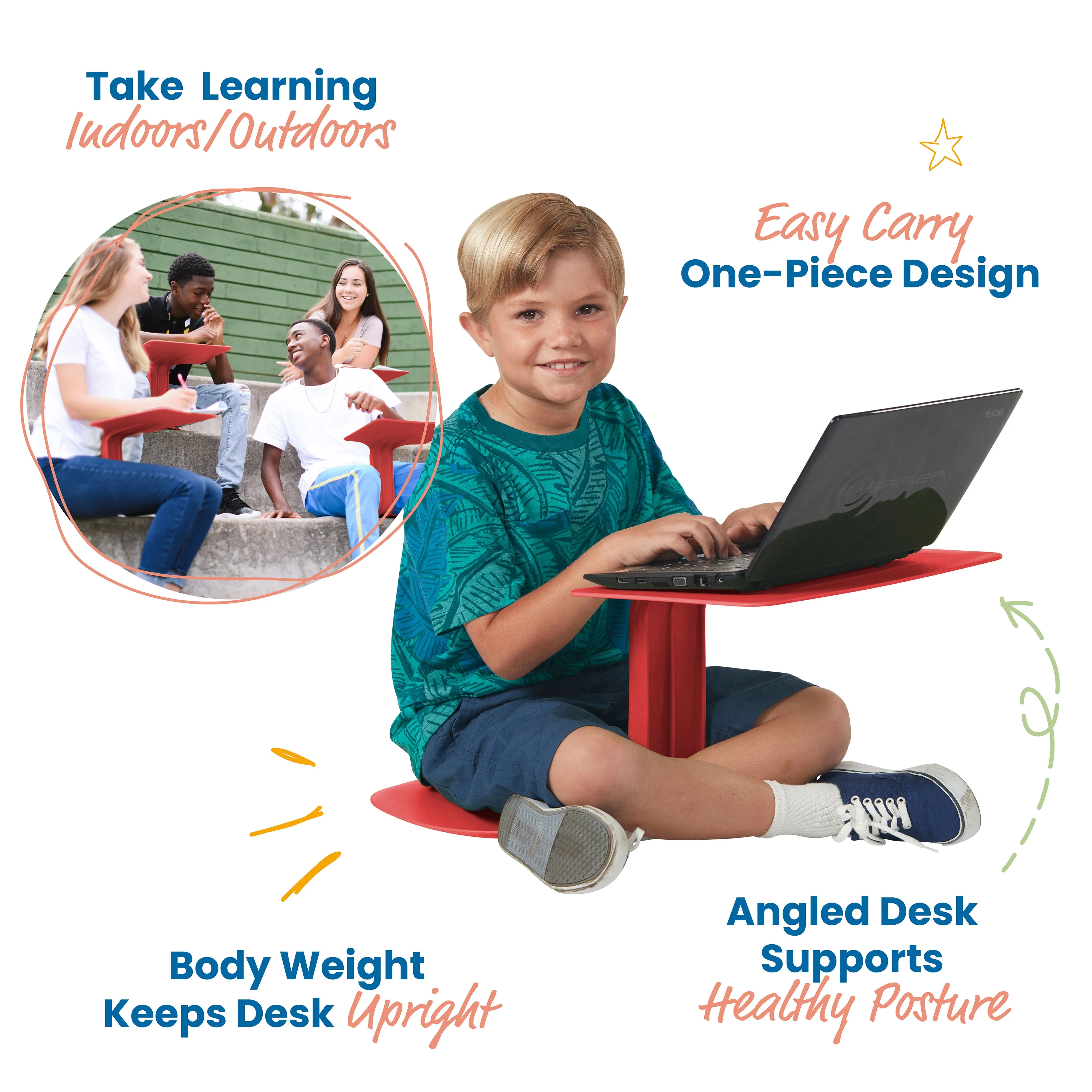 The Surf Portable Lap Desk, Kids Floor Desk, One-Piece Writing Table, Classroom Flexible Seating