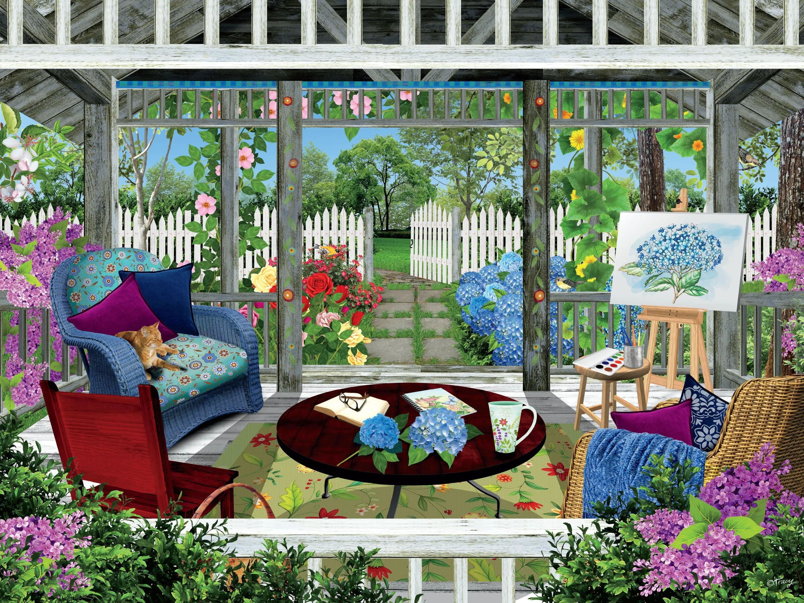 Tracy Flickinger - Summer Gazebo - 300 Piece Puzzle