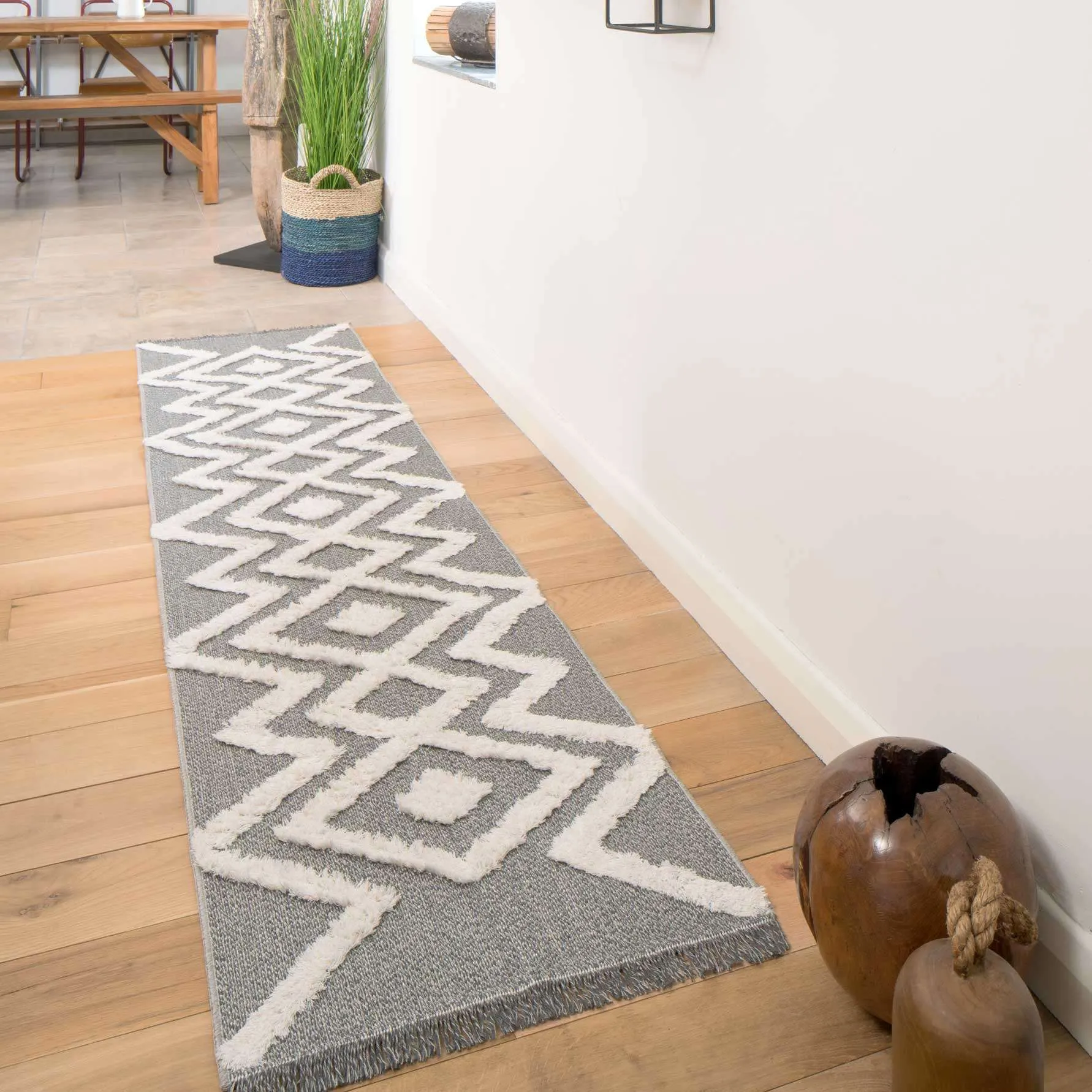 Tufted Grey Geometric Sustainable Rug