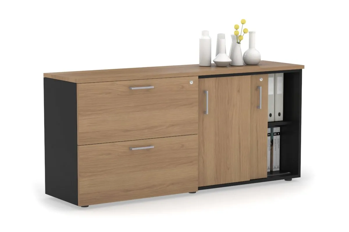 Uniform Sliding 2 Door Credenza and 2 Drawer Lateral File Unit
