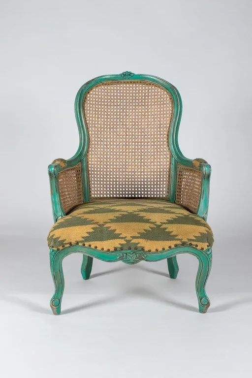 Vintage Cane Wing Back Chairs