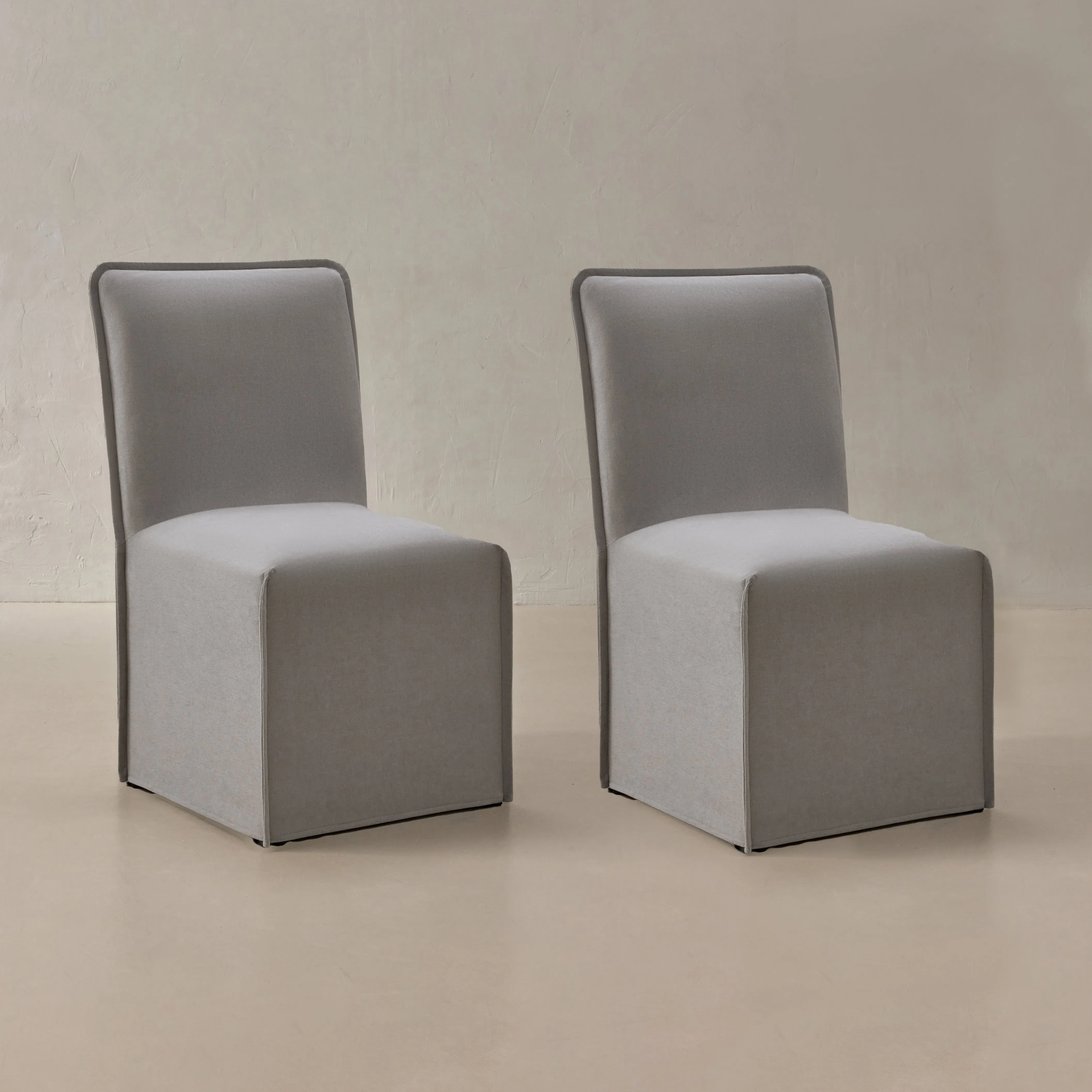 Washable Upholstered Dining Chair | 19” Back Height in Pumice (Set of 2)