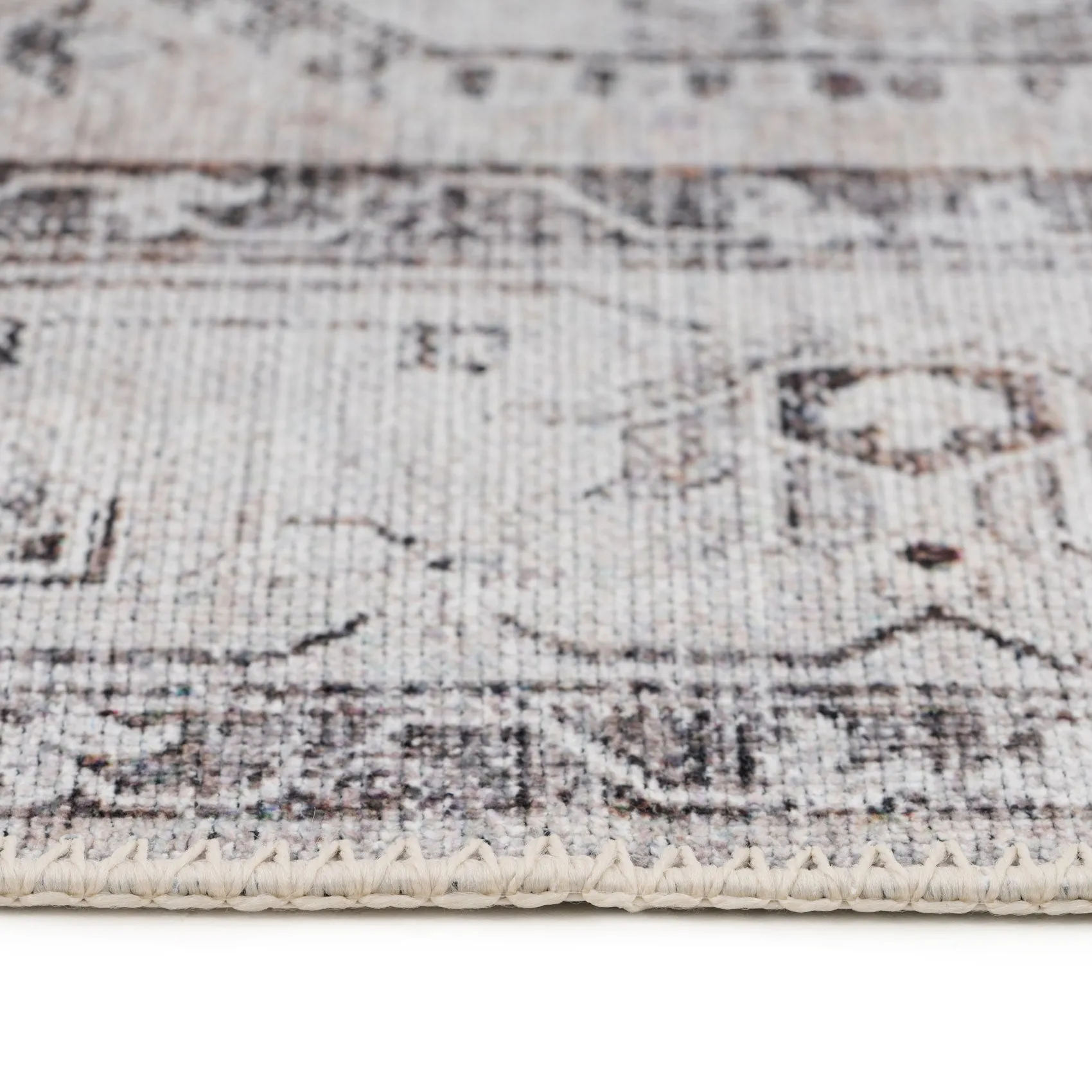 Washable Vintage Ivory Area Rug - Margot