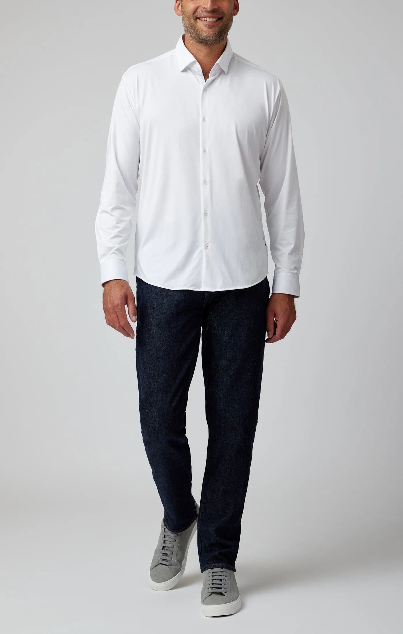 White Long Sleeve Stretch Shirt