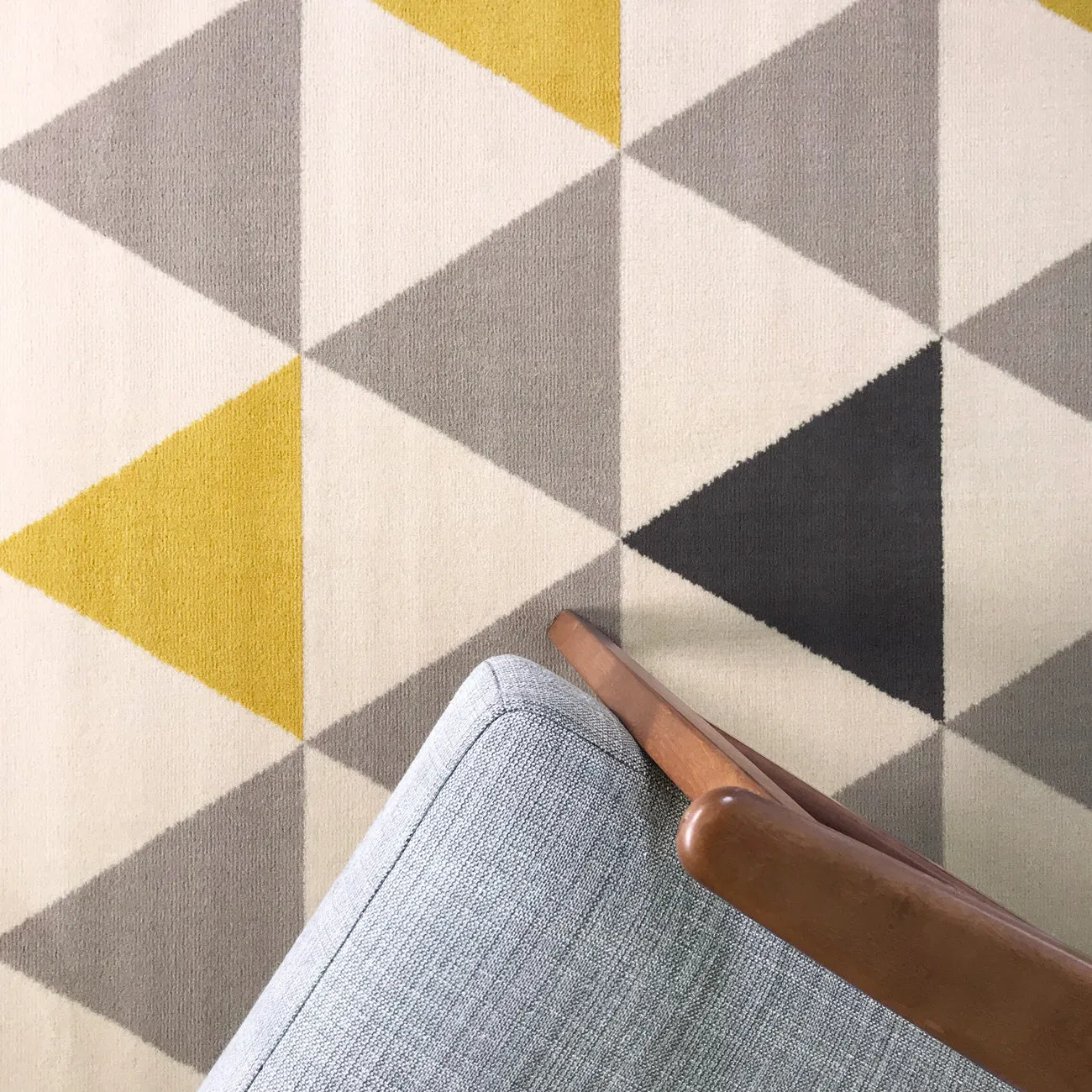 Yellow Grey Triangle Hall Runner Rug