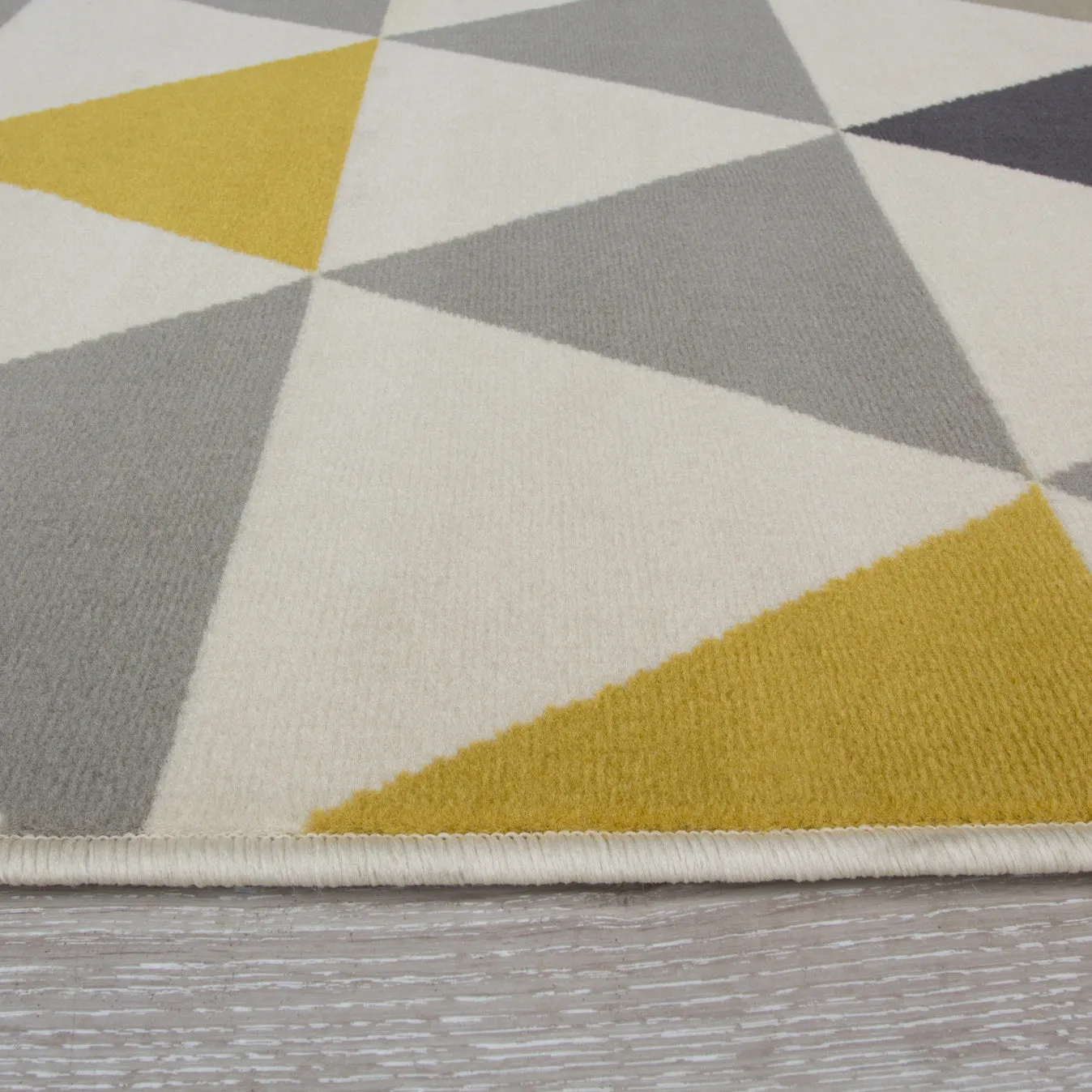 Yellow Grey Triangle Hall Runner Rug